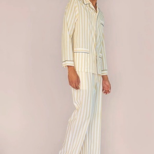 Set <span class=keywords><strong>Pigiama</strong></span> da <span class=keywords><strong>Uomo</strong></span> alla Moda a Righe, Comodo e Caldo, con Camicia a <span class=keywords><strong>Maniche</strong></span> <span class=keywords><strong>Lunghe</strong></span> e Pantaloni Lunghi per Casa - Product Image 2