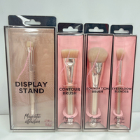 Ensemble de 4 pinceaux de maquillage magnétiques vegan en or rose et blanc avec support de base