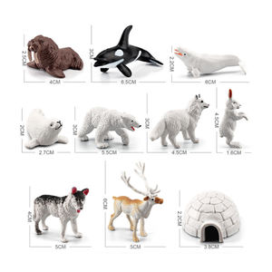 Enfants réalistes Mini figurines d'animaux jouets solide PVC arctique hiver Igloo chien baleines phoques renard morse renne animaux à vendre - Product Image 4