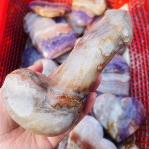 Venta al por mayor de ágata de cristal Natural tallada a mano sueño amatista Yoni curación gran masaje varita consolador para mujeres - Product Image 4