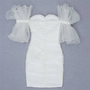 A3429 <span class=keywords><strong>abiti</strong></span> da donna pieghettati <span class=keywords><strong>in</strong></span> <span class=keywords><strong>Organza</strong></span> bianca senza spalline di vendita calda Casual Sexy elegante - Product Image 6
