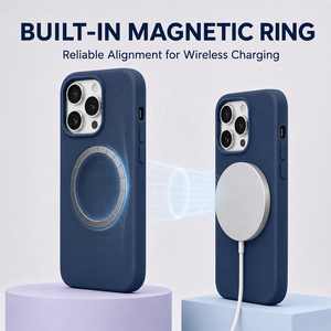 Fabricant d'étuis de téléphone en <span class=keywords><strong>silicone</strong></span> liquide magnétique avec logo personnalisé et doublure en microfibre pour iPhone 18 17 16 15 Pro Max - Product Image 5
