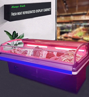 Congélateur commercial horizontal pour supermarché, vitrine à viande avec porte coulissante en verre pour boucherie