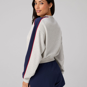 <span class=keywords><strong>Felpa</strong></span> da Donna Traspirante Invernale in Spugna Francese <span class=keywords><strong>con</strong></span> Collo Rotondo, Strisce Laterali a Contrasto, Maniche Raglan, Vestibilità Ampia ODM - Product Image 2