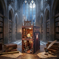 Kits de maisons de poupées miniatures et puzzles en bois 3D DIY Book Nook - Ensemble de jouets en bois modèle et serre-livres décoratifs pour maisons de poupées