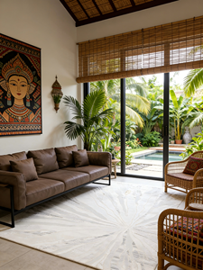 Tapis tissé Wilton sur mesure, motif abstrait, polyester et jute, pour la maison - Product Image 2