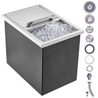 Glacière encastrable en acier inoxydable pour extérieur et bar, avec couvercle coulissant et chariot, pour hôtels et restaurants