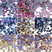 Strass en verre à dos plat YULI SS6 SS10 SS16 SS20 SS30, cristaux thermocollants ronds multicolores en vrac pour vêtements et chaussures