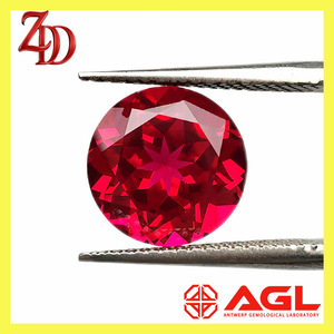 Synthetic Corundum Round Deep Red Gemstone AGL Certified For Jewelry Making - Product Image 1