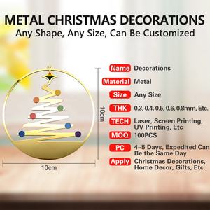 Op Maat Gemaakte Gepersonaliseerde 3d Geëtst Messing Metaal Vintage Familie Kleine Kersthertenboom Luxe Gouden Kerstversieringen - Product Image 4