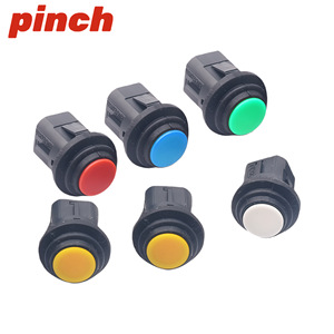 Interrupteur à bouton-poussoir rond de 14 mm, 2 broches, normalement ouvert, à réinitialisation automatique, auto-bloquant, étanche IP65 - Product Image 1