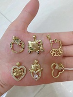 Conjunto de Pulsera de Oro al por Mayor con Colgante de Corazón de Hello Kitty y Aretes de Cristal
