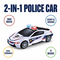 Jouet robot voiture de police recyclable, directement de l'usine, avec barre lumineuse LED, fonctionne sur piles, cadeau pour enfants