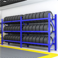Étagère de stockage pour roues en acier pour entrepôt, présentoir de pneus, conception multi-niveaux réglable avec finition thermolaquée