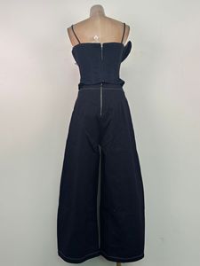 Conjunto de Dos Piezas para Mujer, Camisola Floral 3D de Diseño Vietnamita y Pantalones de Mezclilla, en Existencia - Product Image 6