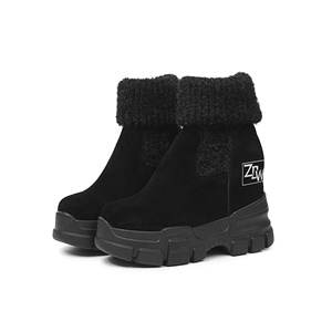 Slip superiore in maglia a mosca <span class=keywords><strong>con</strong></span> zeppa nascosta <span class=keywords><strong>con</strong></span> zeppa <span class=keywords><strong>con</strong></span> tacchi <span class=keywords><strong>con</strong></span> zeppa <span class=keywords><strong>scarpe</strong></span> da donna eleganti stivali in pelle - Product Image 6