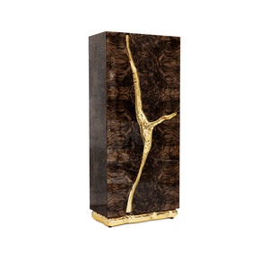Luxury Brass Wine Cabinet Modern Designer Cracked <strong>Decorative</strong> Metal Cabinet for Villa and Mansion Statement Storage <strong>Lockers</strong> - Product Image 1