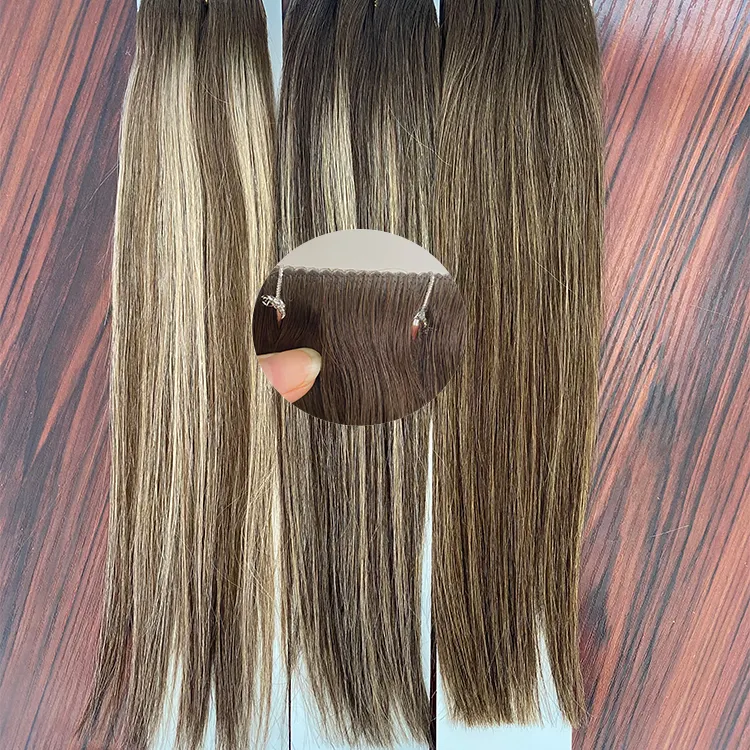 Pita rambut keluaran baru kilau penuh dalam rambut mode warna rambut sambungan Virgin pita Virgin injeksi bunga kutikula penuh