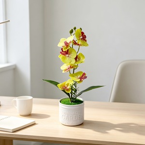 Plantes artificielles d'orchidées Phalaenopsis en pot, 35 pouces, décoration de bureau, pour exposition de mariage - Product Image 4