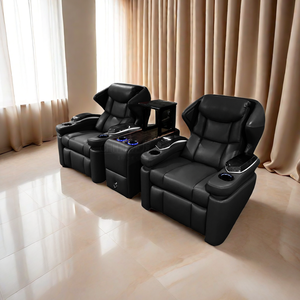 Poltrona Reclinabile Moderna in Vera Pelle per Auto, Poltrona VIP Nera per Cinema di Lusso, Poltrone Reclinabili per Interni <span class=keywords><strong>Casa</strong></span> Cinema - Product Image 2