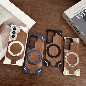 เคสแม่เหล็กติดหลังไม้วอลนัทแบบกำหนดเองสำหรับ Samsung Z Fold 8 7 Ultra พร้อม 360 องศา °   โครงอะลูมิเนียมอัลลอยด์แบบตั้งได้ พร้อมฝาครอบกันกระแทก - Product Image 2