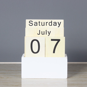 European Pastoral Wooden Creative Living Room Desktop Study Store bar Counter Ornament <strong>Perpetual</strong> <strong>Calendar</strong> <strong>Desk</strong> <strong>Calendar</strong> - Product Image 3