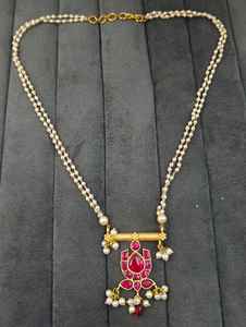 Collier Moissanite Kundan combinaison costume couleur assortie collier de mariage avec boucles d'oreilles - Product Image 3