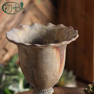 Maceta de estilo europeo antiguo para jardín exterior, con acabado en óxido desgastado, maceta alta para plantas verdes. - Product Image 4