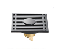 Pistolet linéaire moderne 10CM carré 4 pouces anti-odeur noyau en laiton gris salle de bain douche couvercle de drain de sol spécifique pour Machine à laver
