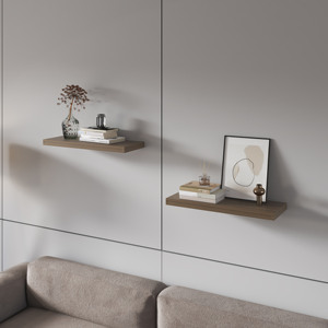 Iva Floating Shelf In Melamine Natural Walnut 2 Pack <b>Wall</b> <b>Display</b> Shelves - Product Image 2
