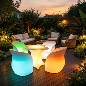 Mesas de <span class=keywords><strong>Bar</strong></span> Luminosas Modernas con Luces LED, Sillas con Diseño de Flor de Ciruelo, Resistentes al Agua IP65, Aptas para Hoteles, Restaurantes, Terrazas y Bares - Product Image 1