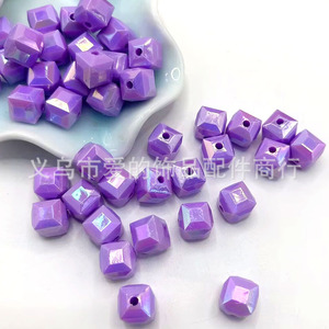 Aomiao's Mystery 10mm Purple Square <b>Acrylic</b> Beads Iridescent Ab Color Loose Beads For Diy Jewelry Making Accessories - Product Image 1