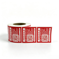 Étiquettes personnalisées découpées sur mesure, brillantes, imperméables, avec avertissement de fragilité, code QR, pour la logistique, l'expédition, les colis express, adhésives
