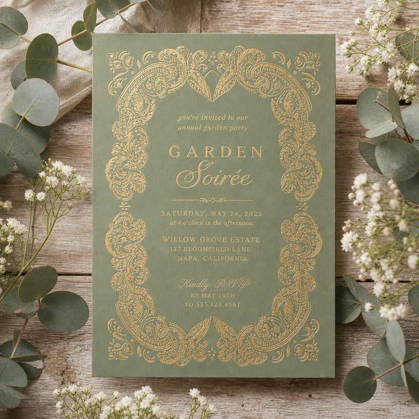 Retro Invitation Shape Luxury Vintage Wedding Invitation Card Invitation Gold Stamping RSVP ...