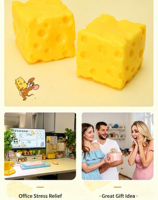 Jouet anti-stress en forme de cube de fromage en PU, à presser et à manipuler pour soulager l'anxiété, pour enfants et adultes, utilisation au bureau