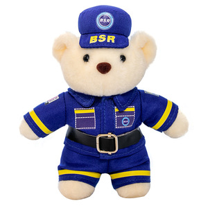 Firefighter <b>Bear</b> Plush Toy 15cm Keychain Doll Traffic Police Blue Sky Rescue <b>Cute</b> Teddy Unisex Gift for Kids - Product Image 5