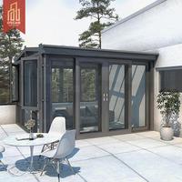 Série de véranda triangulaire moderne de style chinois en verre trempé et acier coulissant pour maison, hôtel, villa, résidence