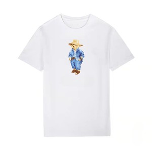 T-shirt décontracté coréen pour <span class=keywords><strong>femme</strong></span> à col rond, imprimé ours, en coton respirant avec motif animalier - Product Image 1