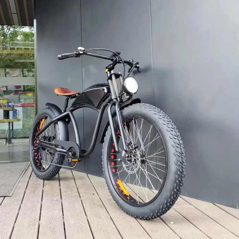 2023 26-дюймовый Ретро толстый велосипед 48 В 750 Вт, электрический велосипед 7 скоростей, электровелосипед для взрослых, двухколесный велосипед