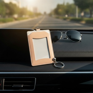 Porte-cartes en cuir abricot, étui pour cartes de visite, support de téléphone, logo personnalisé, cadeau d'entreprise, vente en gros - Product Image 3
