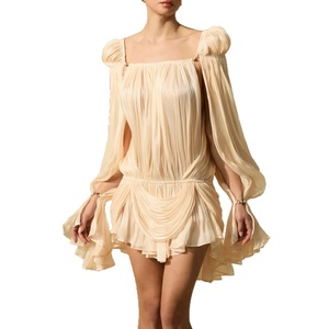 Abito da festa corto sexy a trapezio slim-fit con collo quadrato e maniche a sbuffo, stile <span class=keywords><strong>palazzo</strong></span>, nuovo modello 2026, per il mercato europeo e americano - Product Image 5