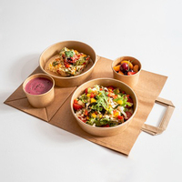 Bol en papier kraft jetable personnalisé au micro-ondes pour la restauration rapide petites boîtes à salade en papier bol de nouilles en papier brun à emporter pour la nourriture
