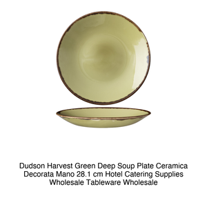 จานซุปสีเขียวเข้มลายตกแต่ง Dudden Harvest ทำจากเซรามิกแฮนด์เมด ขนาด 28.1 ซม. อุปกรณ์จัดเลี้ยงโรงแรม ขายส่งภาชนะบนโต๊ะอาหาร - Product Image 2