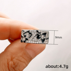 Set di gioielli floreali semplici vintage, anello bicolore con pietra intarsiata, regalo di San Valentino - Product Image 5