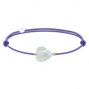 <span class=keywords><strong>LES</strong></span> <span class=keywords><strong>POULETTES</strong></span> BIJOUX-Bracelet à maillons et chaîne en nacre avec petit cœur-Classic-Violet - Product Image 4