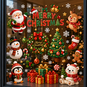 Adesivi Natalizi Personalizzati per Finestre, Riutilizzabili, Statici, Rimovibili, Senza Colla, con Babbo <span class=keywords><strong>Natale</strong></span>, Fiocchi di Neve e Alberi di <span class=keywords><strong>Natale</strong></span> - Product Image 3