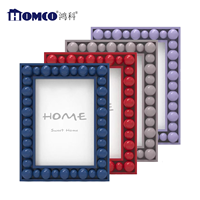 Cadre photo créatif en résine Homco avec bordure de perles colorées, chic et durable, pour table, décoration de chambre ou bureau, 5x7 6x8
