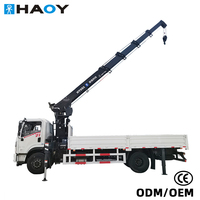 Nacelle élévatrice télescopique HAOY 8 tonnes avec télécommande radio, bras hydraulique, treuil et grue de camion sur remorque