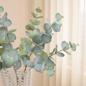 Eucalipto Artificial Flor del hogar Planta verde Flor Arte Decoración Ramo Rama única Hoja de dinero peluda - Product Image 3