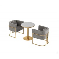 Ensemble de table et de chaises de salon, de restaurant, de salle de négociation, de café, en acier inoxydable, de couleur rose